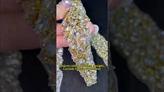 Bling Gold Floral Pearl Beaded Crystal Applique for Wedding Dress Custom [upl. by Candide]