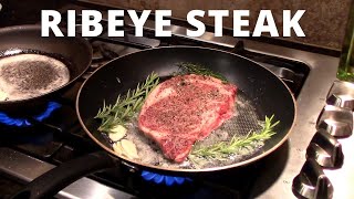 Pan Seared Oven Baked Ribeye Steak Recipe Basted in Garlic Rosemary Thyme Butter [upl. by Mommy]