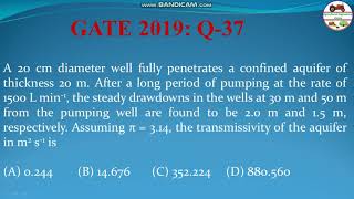 Transmissibility of Confined Aquifer GATE 2019 Q37 [upl. by Emlen]