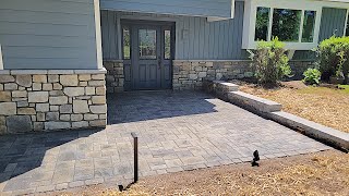 Techo Bloc paver walkway and retaining wall with lights [upl. by Jerrilee]