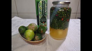 Pimenta em conserva cambari cumari com limão e azeite fica uma delicia  l receitas da lia [upl. by Marsha]