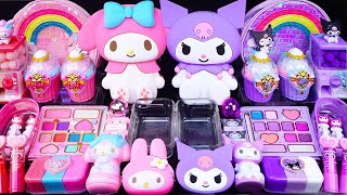 MyMelody vs Kuromi slime Mixing EyeshadowGlitter amp Random things into slime asmr satisfyingslime [upl. by Ecile]