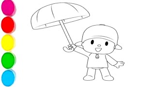 Cute Pocoyo drawing for kids Painting amp Coloring for kids Toddlers Lets Draw Together [upl. by Suitangi]