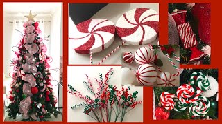 Candy Cane Theme Christmas Tree  DIY Candy Cane Ornaments [upl. by Hajed814]