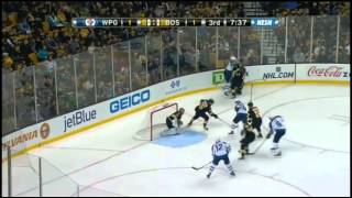 Milan Lucic hits Mark Stuart then Dustin Byfuglien drops Lucic DualFeed [upl. by Thilde]