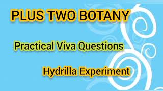 Plus Two Botany  Viva Questions  Hydrilla Experiment👍 [upl. by Heidi570]