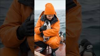 Cute baby Penguin☺️😱polarbear oceanmysteries shorts penguin ice [upl. by Eilak]