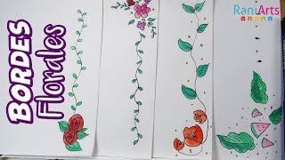 BORDES  MÁRGENES FLORALES Decora tus apuntes o cartas [upl. by Nwahsyd]