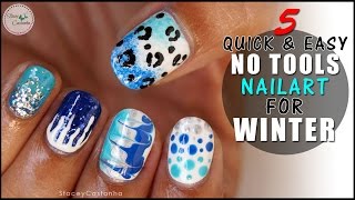 5 Easy NO TOOLS Nail Art Designs For WinterHoliday Season [upl. by Alain]