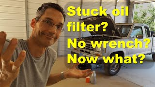 Shop Series Stuck oil filter No wrench Now what [upl. by Milty888]