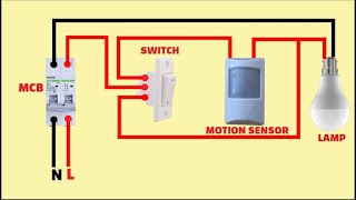 HOW TO MAKE TWO WAY SWITCH WIRING WITH A MOTION SENSORCONNECTION DIAGRAM [upl. by Taffy]