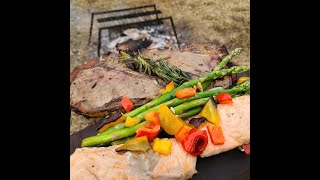 Camping Outdoor Cooking meal  Grilled Veal TBone Honey Mustard Steaks [upl. by Lajib]