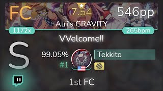 754⭐Live Tekkito  MisoilePunch  VVelcome Atris GRAVITY HD 9905 1 546pp FC  osu [upl. by Aileek]