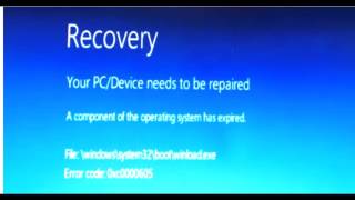 Error Windows 10 Preview Your PCDevice needs to be repaired 0xc0000605 [upl. by Selim]