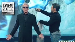 Sanremo 2018  Pierfrancesco Favino introduce il BaglionONE il presentatore del futuro [upl. by Aivitnahs]