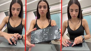 ASMR NEWMARTINA REMOVE A STRANGE SCREEN PROTECTOR [upl. by Eiznyl]