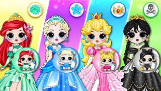 Elsa Wednesday amp Peach Become Princesses With Their Baby [upl. by Suoivart]