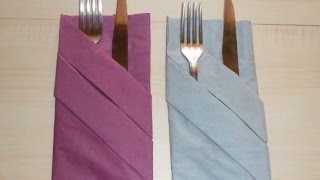 Napkin Folding  Silverware Pouch Paper Towel Folding Tutorial [upl. by Afital838]