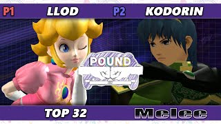 Pound 2022 Top 32  lloD Peach Vs KoDoRiN Marth SSBM Smash Melee Tournament [upl. by Adnomar]