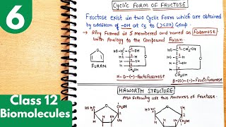 6 Furanose structure of fructose Howarth structure of fructose Biomolecules Class 12 chemistry [upl. by Hiltner18]