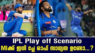 IPL Play off scenario  MIക്ക് ഇനി പ്ലേ ഓഫ് സാധ്യത ഉണ്ടോ  Mumbai Indians [upl. by Seiuqram]