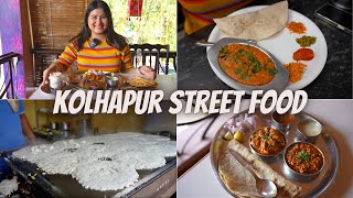 Best KOLHAPUR Street Food Part 2  Mutton Thali Loni Dosa Pithala Bhakri amp more [upl. by Stretch]