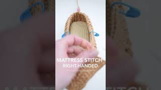 Mattress Stitch  Joining Gussets of Crochet Animal Slippers [upl. by Ardnuassac817]