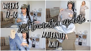 2nd Trimester Pregnancy Update  Weeks 1216  Maternity Clothing HAUL [upl. by Nujra]