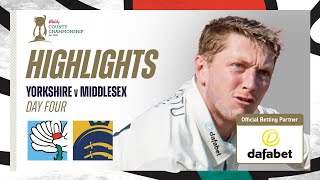 Highlights Yorkshire vs Middlesex  Day Four  Bess continues to strike as spoils are shared [upl. by Suiradal446]