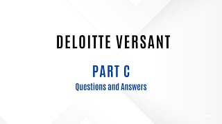 Deloitte Versant Test  Part C  Questions and Answers [upl. by Joon992]