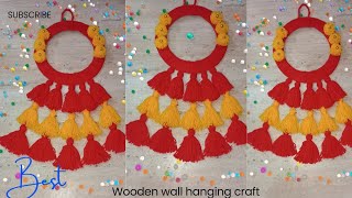 DIY Easy Woolen Flower wall hanging craft idea decoration woolen wall hanging woolen craft [upl. by Wadell564]