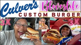 Trying out the Bloves triple Swiss amp Mushroom Burger Culver’s Bloveslife Mukbang foodie w [upl. by Lenor]