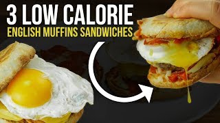 3 Low CalorieMacro Friendly English Muffin Sandwich Recipes [upl. by Annaiuq]