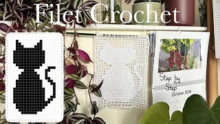 How to Filet Crochet using a Pixel Grid  beginner tutorial  tips and tricks [upl. by Idnahs]