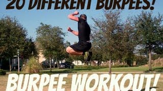 Burpee Workout 20 Different Burpee Exercises  DEATH BY BURPEE [upl. by Shirline]