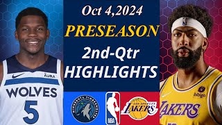 Timberwolves vs Lakers Game Highlights Oct 42024  NBA TODAY NBA HIGHLIGHTS [upl. by Odele]