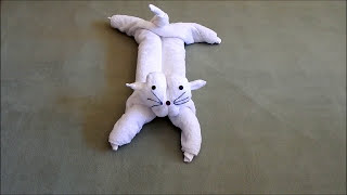 Towel Folding Design  How to Make a Towel Animal  Cat  Towel Art  Towel Origami [upl. by Urana623]