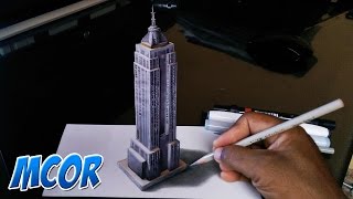 Como Dibujar el Edificio Empire State en 3D [upl. by Sukin704]