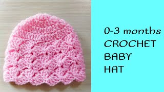 EASY 03 MONTHS CROCHET BABY HAT  CROCHET BABY BEANIE [upl. by Laith]