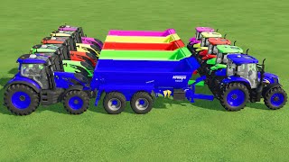 TRANSPORT JDEERE amp JCB amp CLASS amp MCCORMICK TRACTORS  CANOLA HARVEST w FLATBED TRAILER  FS 22 17 [upl. by Den]