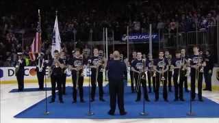 The Juilliard Trombone Choir Plays the National Anthem at Madison Square Garden [upl. by Eedya917]