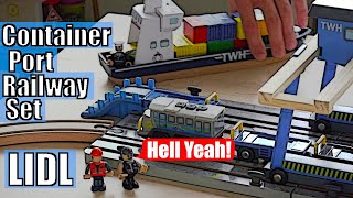 Wooden Train Set Unboxing Building and Running  Lidl Container Port Railway Set [upl. by Rubbico95]