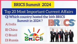 BRICS Summit 2024 Current Affairs  BRICS Summit 2024 [upl. by Grannie585]