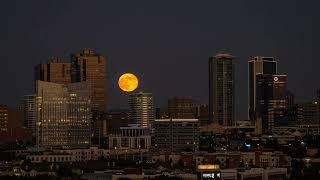 Hunters Moon Illuminates Fort Worth Skyline [upl. by Nerac]