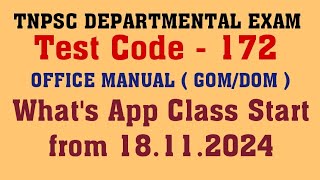 DECEMBER 2024172DOMGOMOFFICE MANUALWHATS APP CLASSTNPSC DEPARTMENTAL EXAM [upl. by Parfitt301]