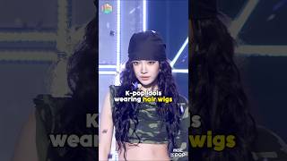 Kpop idols wearing hair wigs extensions kpop aespa shorts fyp [upl. by Akinod]