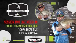 2024 13Fishing BASS Pro Series  Crush City Somerset Dam Session Two Weigh In [upl. by Anilrats]