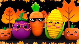 🍁Baby Fruit Dancing in AUTUMN 🍁🍂🎃🌰🥕🧡 Sensory Video with Relax Music [upl. by Herrah]