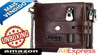 Unboxing Carteira Masculina Couro Genuíno Jeep Melhor e Mais Vendida Do Aliexpress Link 👇 [upl. by Henrie272]