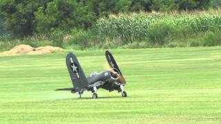 Crash of a giant scale folding wing F4U Corsair and Moki [upl. by Dry958]